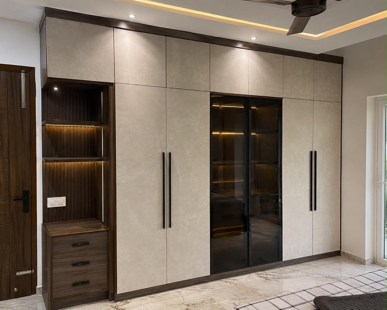 Elegant bedroom with WPC panels